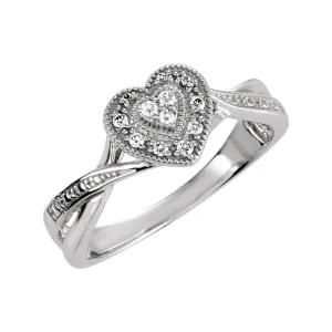 Sterling Silver Cubic Zirconia Heart Ring Size 7