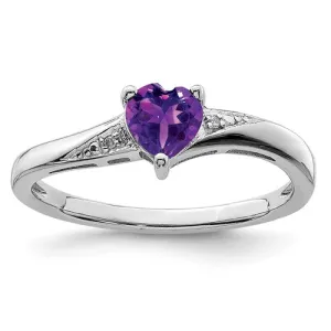 Sterling Silver Gemstone Heart and Diamond Rings