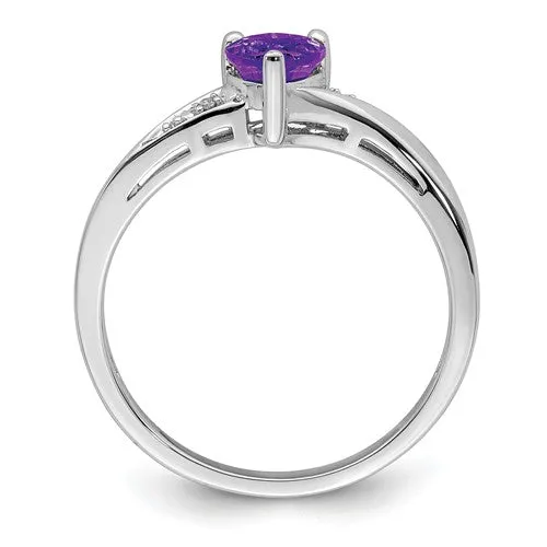 Sterling Silver Gemstone Heart and Diamond Rings
