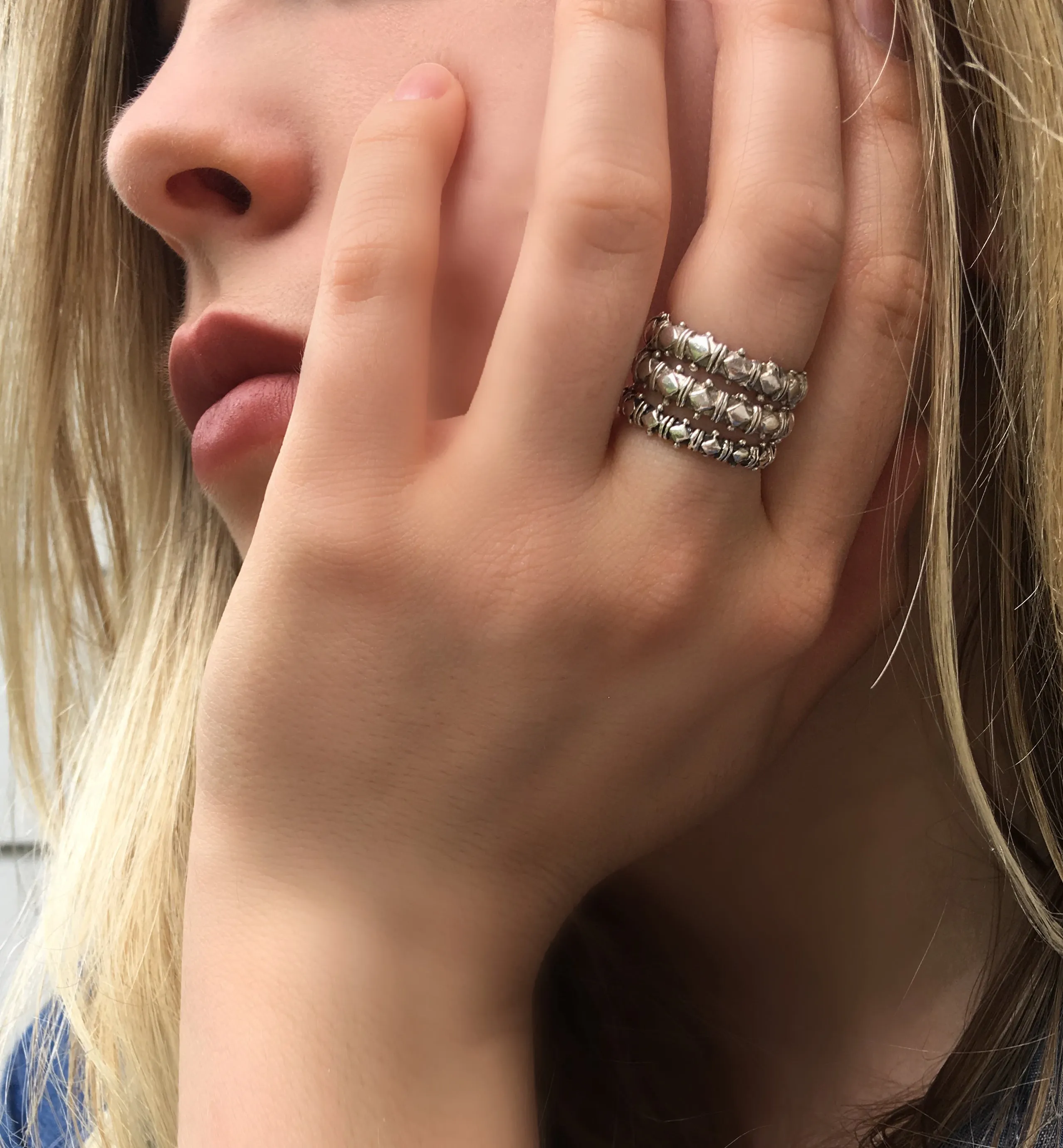 Sterling Silver Gemstone Shakti Stack Rings