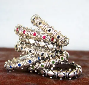 Sterling Silver Gemstone Shakti Stack Rings