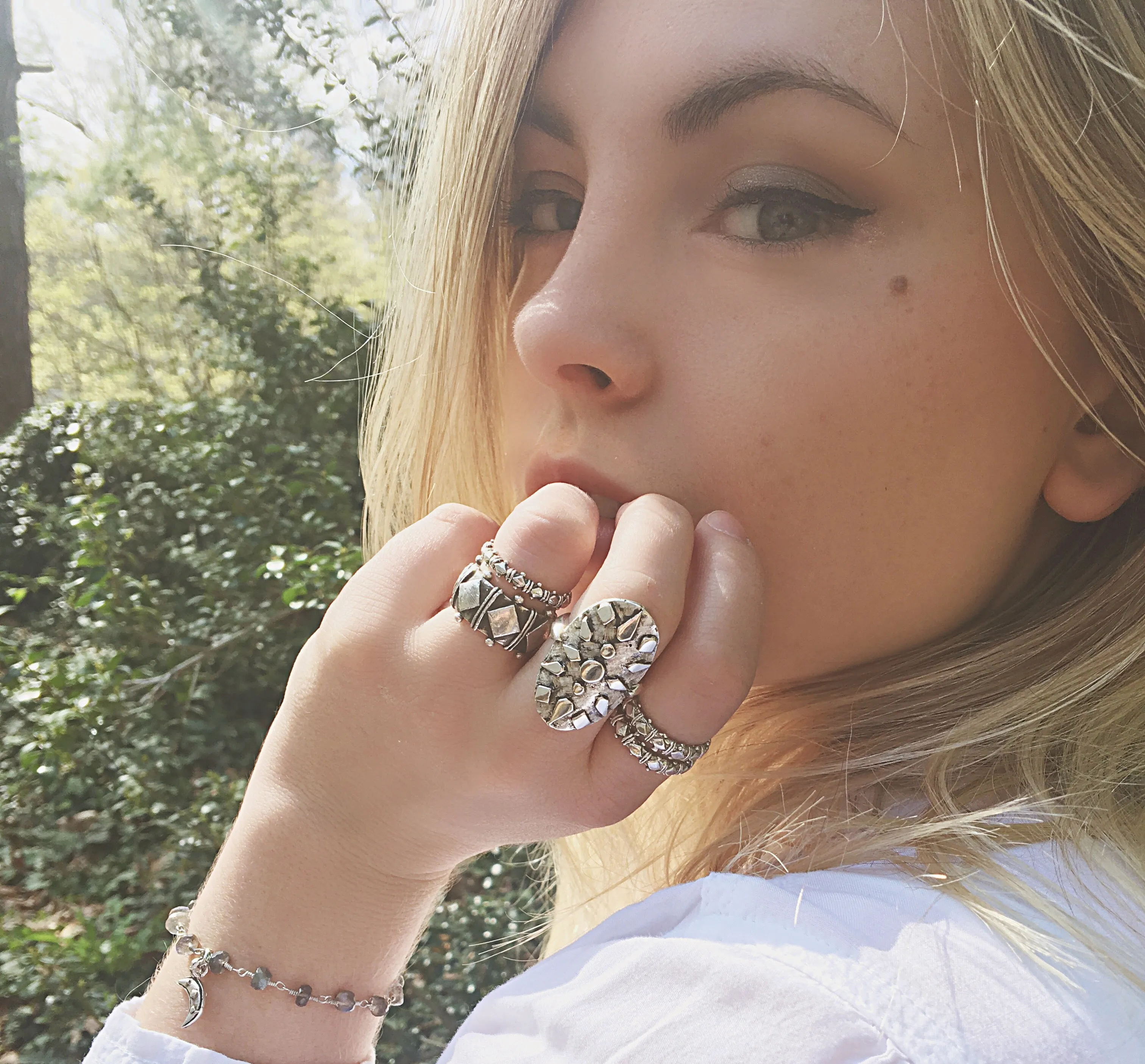 Sterling Silver Gemstone Shakti Stack Rings
