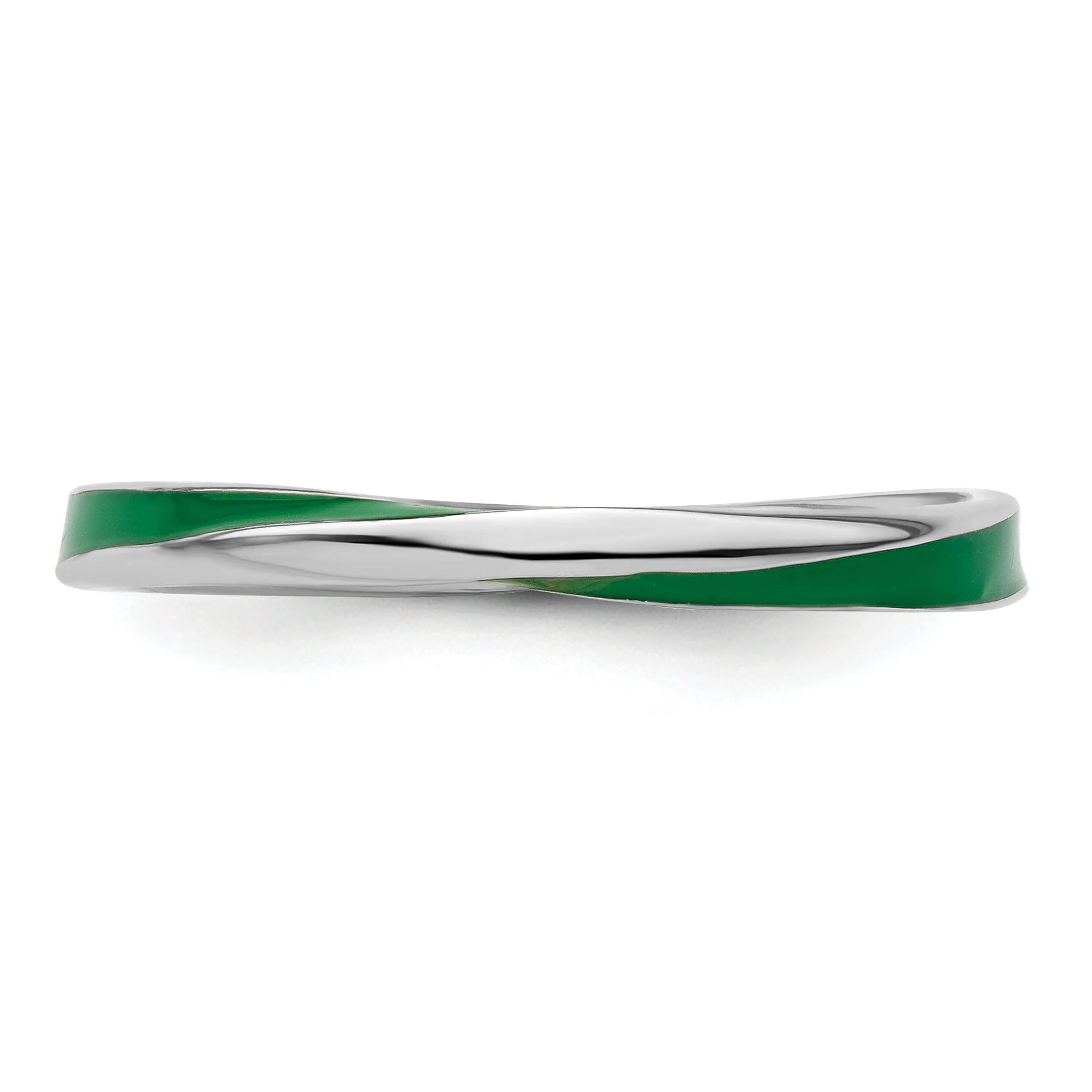 Sterling Silver Green Enameled Stackable Ring