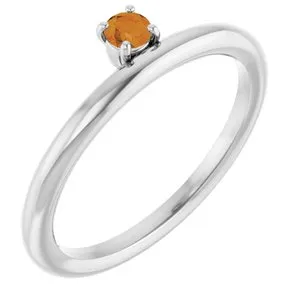 Sterling Silver Imitation Citrine Stackable Ring