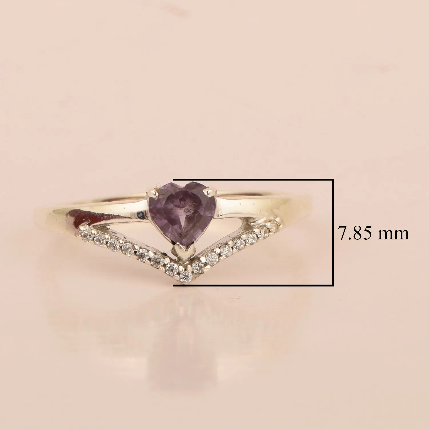 Sterling Silver Love Heart Cut 5MM Amethyst Engagement Rings