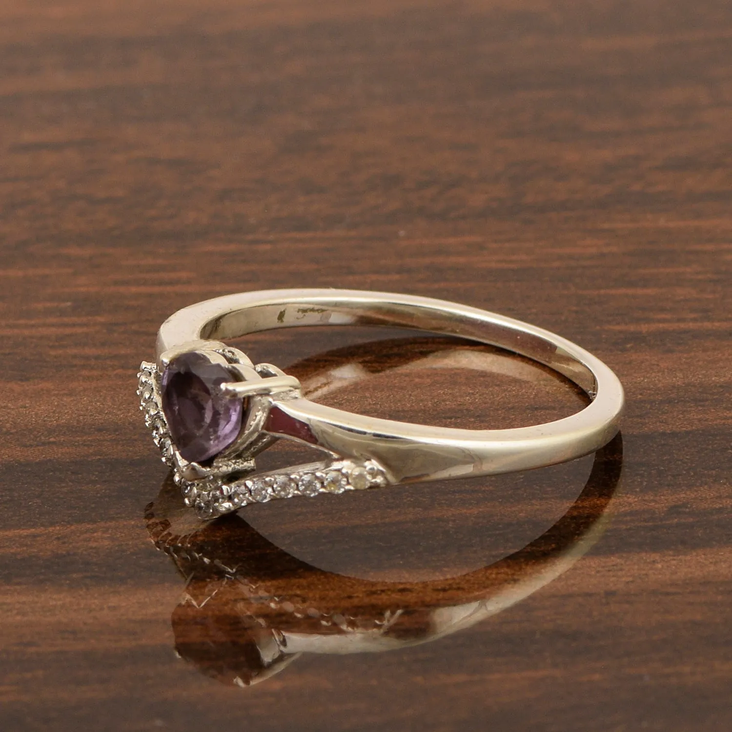 Sterling Silver Love Heart Cut 5MM Amethyst Engagement Rings