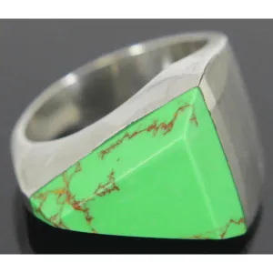 Sterling Silver Magnesite Ring Green Size 10