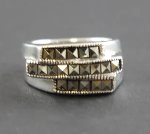 Sterling Silver Marcasite Ring Size 6