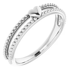 Sterling Silver Milgrain Stackable Heart Ring