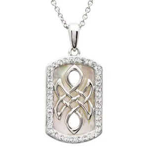 Sterling Silver Mother of Pearl Celtic Pendant with Chain - SW230
