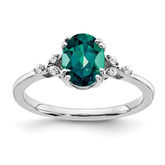 Sterling Silver Oval Gemstone And Diamond Rings