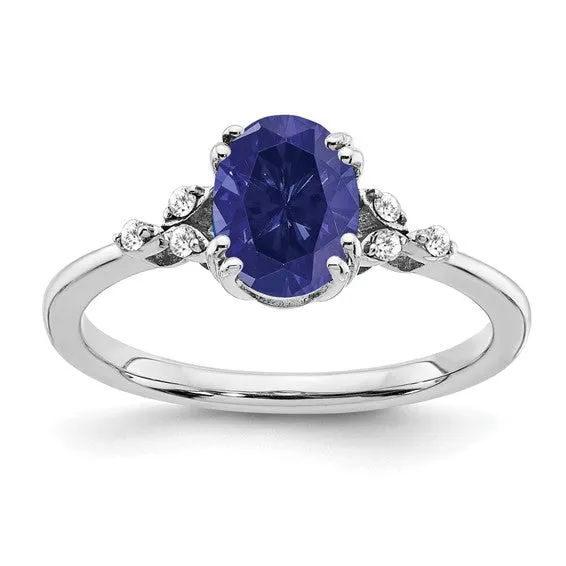 Sterling Silver Oval Gemstone And Diamond Rings