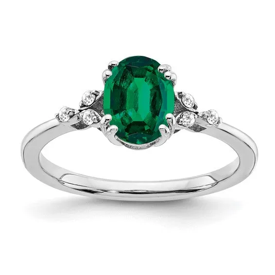 Sterling Silver Oval Gemstone And Diamond Rings