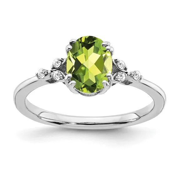 Sterling Silver Oval Gemstone And Diamond Rings