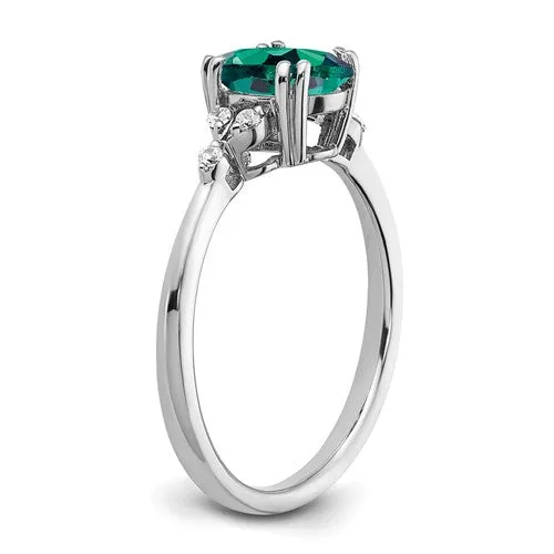 Sterling Silver Oval Gemstone And Diamond Rings