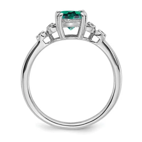 Sterling Silver Oval Gemstone And Diamond Rings