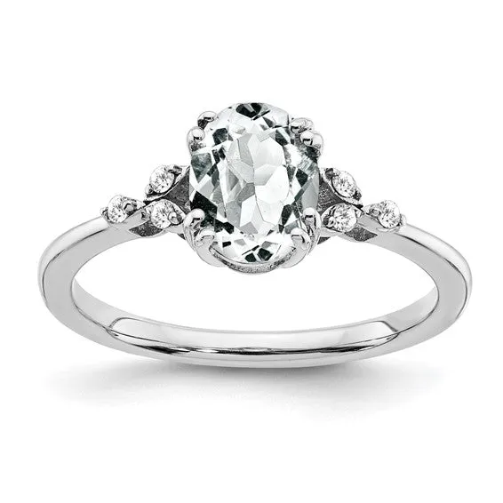 Sterling Silver Oval Gemstone And Diamond Rings