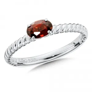 Sterling Silver Prong Set Garnet Stacking Ring