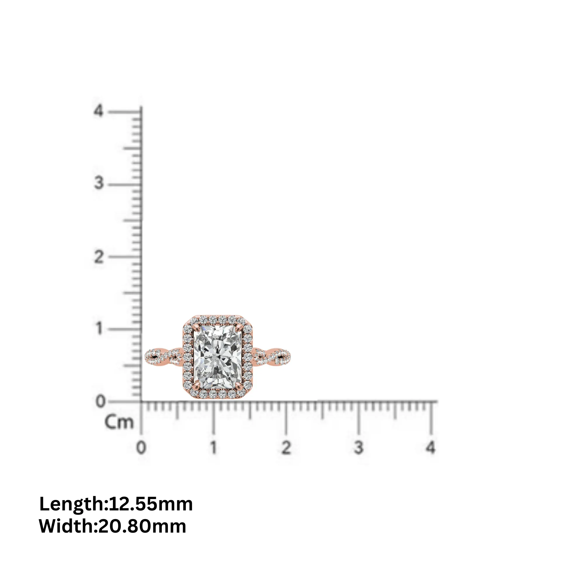 Sterling Silver Radiant Halo Twisted Band Adjustable Elegant White Gold Ring – Perfect for Engagement