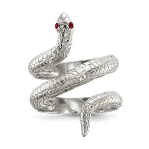 Sterling Silver Red Crystal Eyed Snake Wrap Ring
