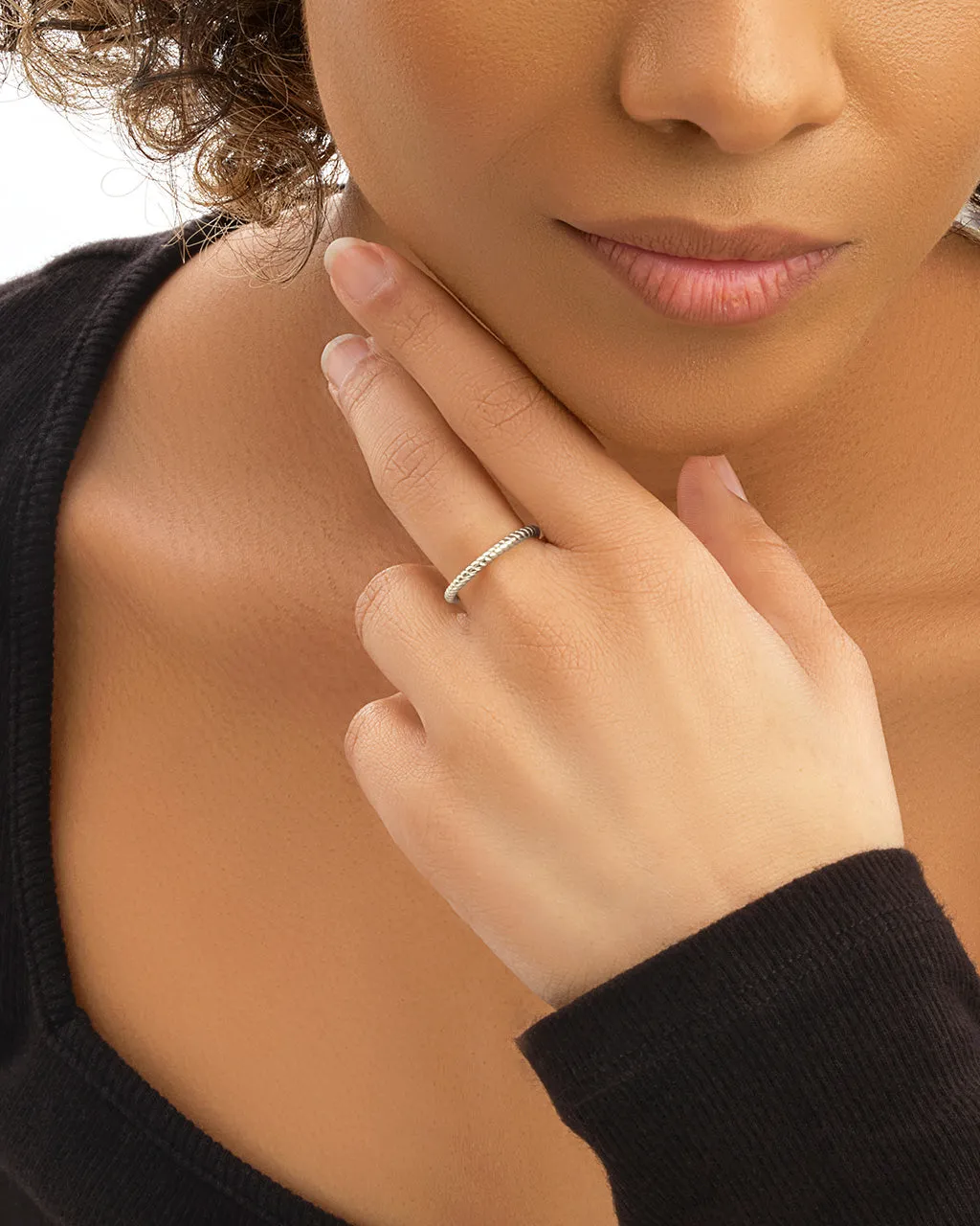 Sterling Silver Rope Open Band Ring