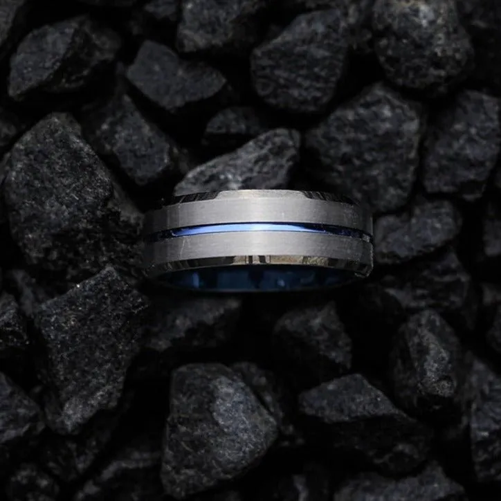 Storm - Navy Blue & Gunmetal Men's Tungsten Ring