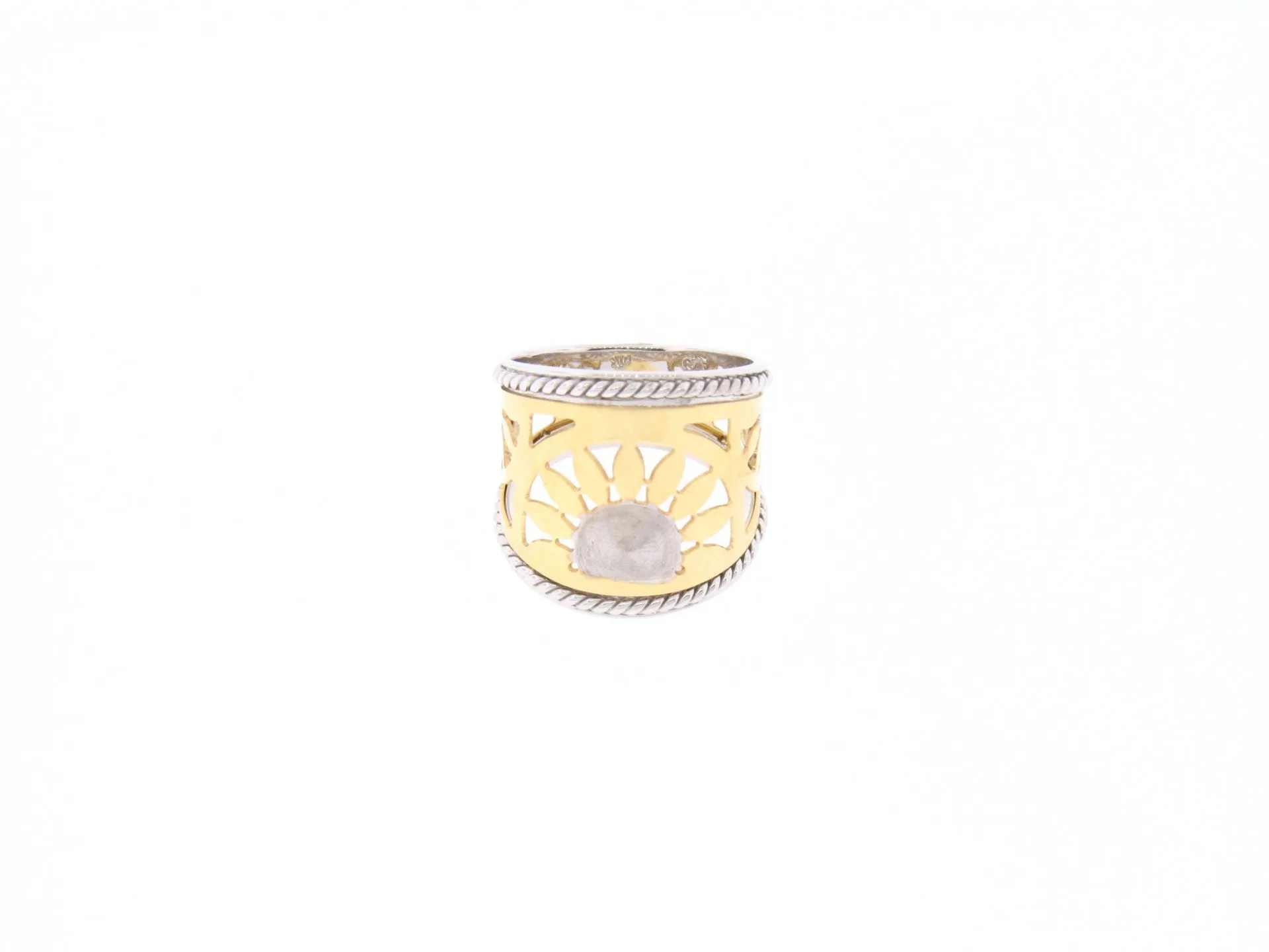 Sunburst Two-Tone Design 14K Gold Cigar Ring