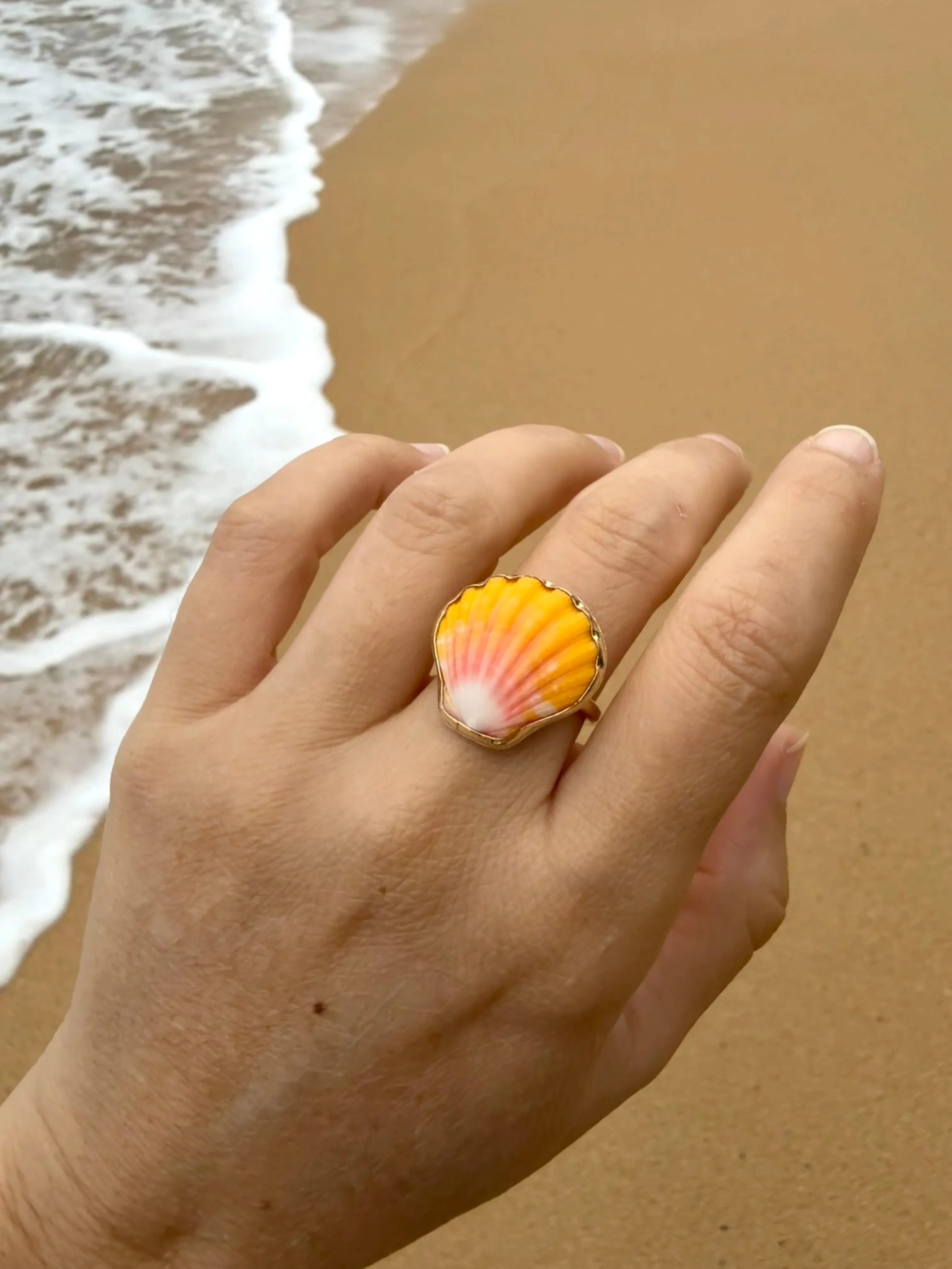 Sunrise Shell Ring in Gold Fill