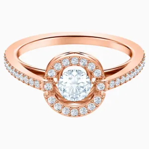 Swarovski Sparkling Dance Round Ring White Rose-Gold Tone Size 55