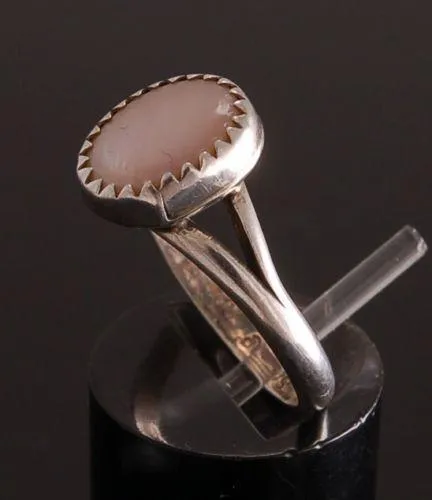 Sweet Silver Pink Mussel Shell Rings ~ Navajo Handmade ~ assorted Sizes TO41W