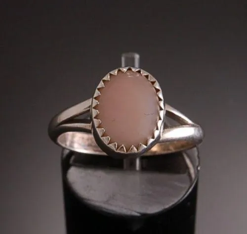 Sweet Silver Pink Mussel Shell Rings ~ Navajo Handmade ~ assorted Sizes TO41W