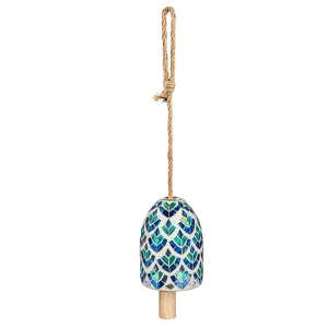 Teal, Blue, & White Mosaic Bell Chime,2wc813