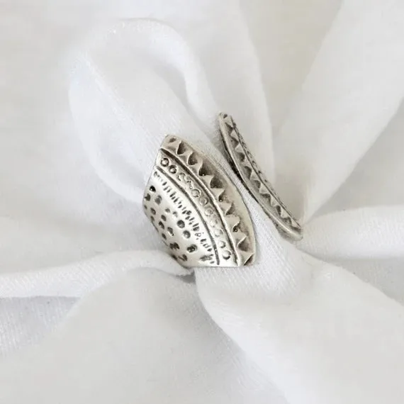 Textured Open Back Silver Ring