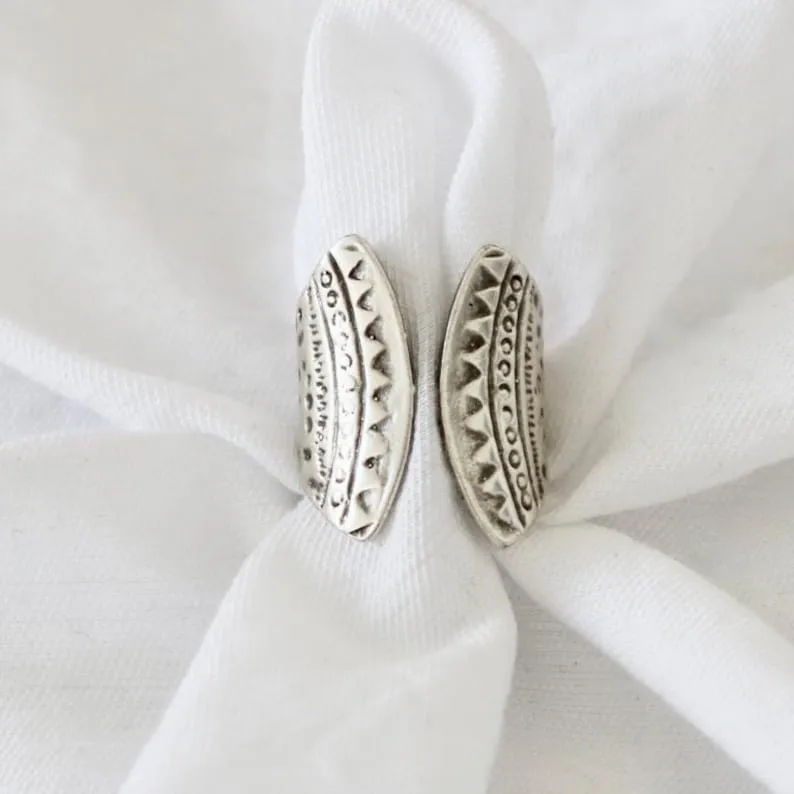 Textured Open Back Silver Ring