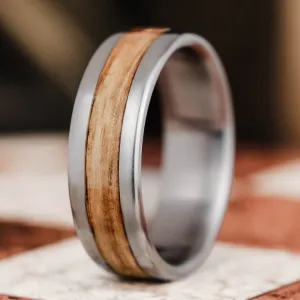 The Angel's Share | Men's Titanium Wedding Band with Whiskey Barrel Wood