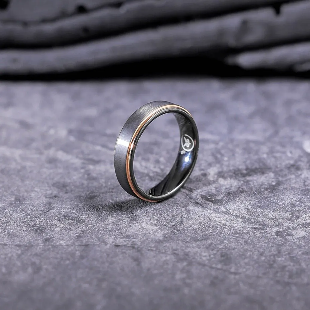 The Fitzgerald - Gunmetal & Rosegold Men's Tungsten Ring