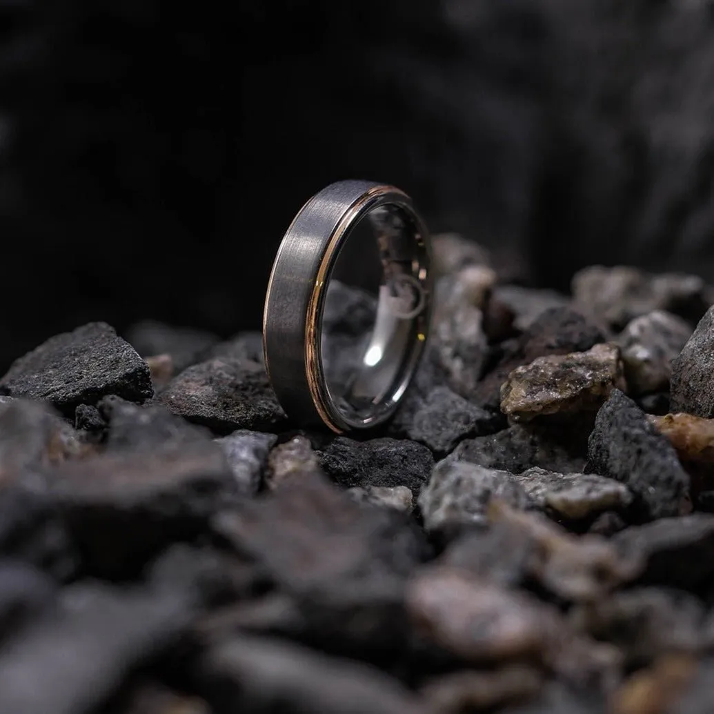 The Fitzgerald - Gunmetal & Rosegold Men's Tungsten Ring