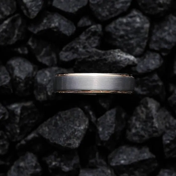 The Fitzgerald - Gunmetal & Rosegold Men's Tungsten Ring