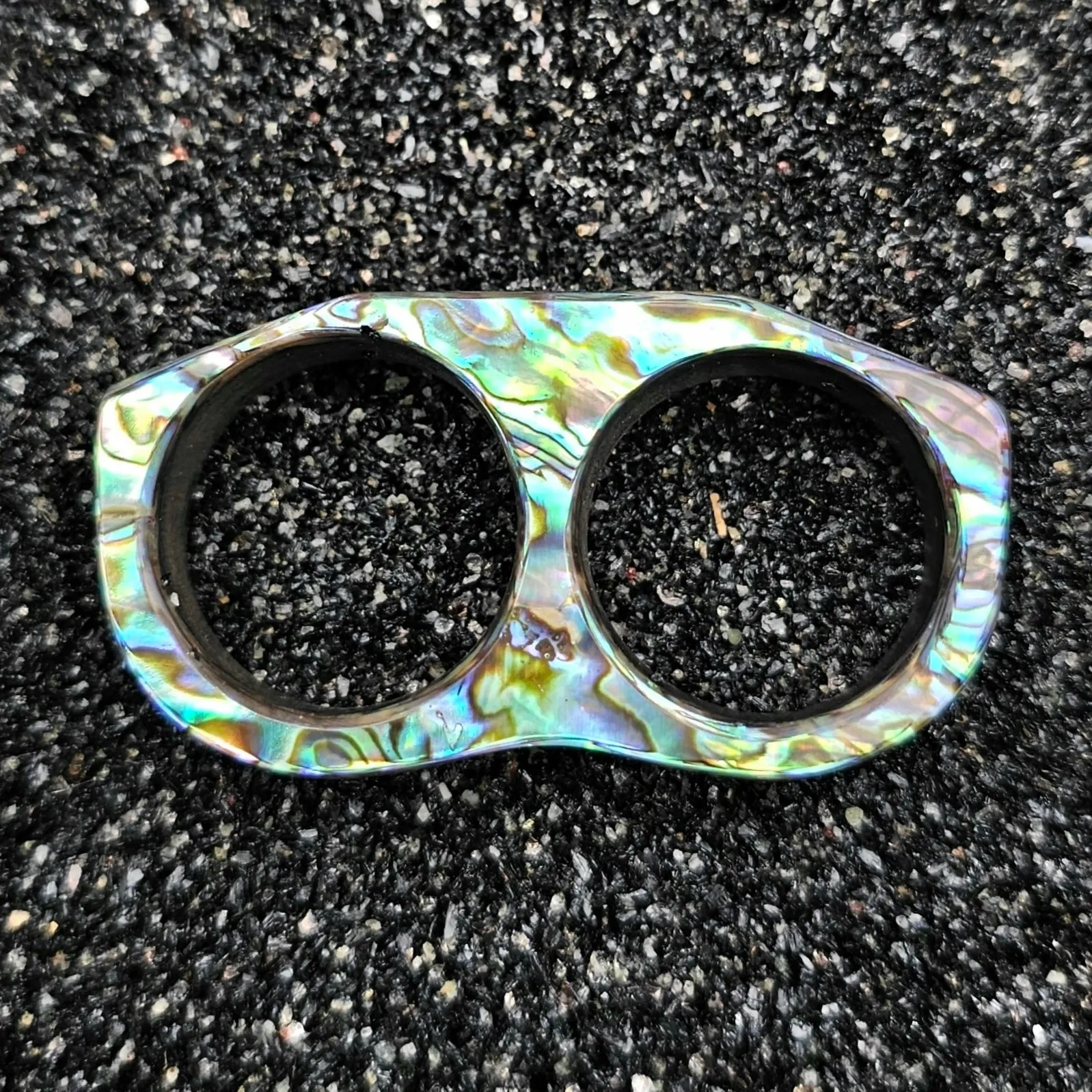 The Four Point (Paua Abalone Shell & Ebony Wood Two Finger Ring)