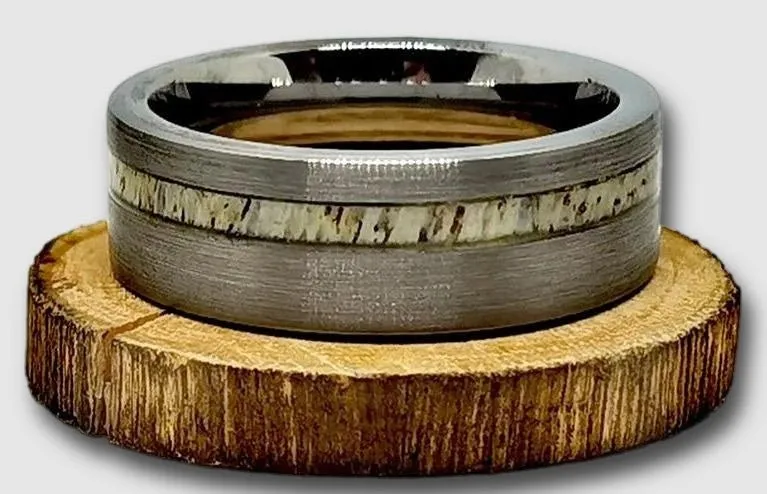 The Gun Deer - Mens Ring | Tungsten Ring | Wedding Band | Antler Ring