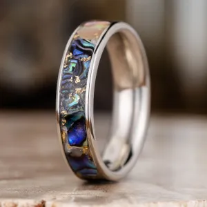 The Isle | Women's Gold Abalone Shell Ring with Gold Flakes