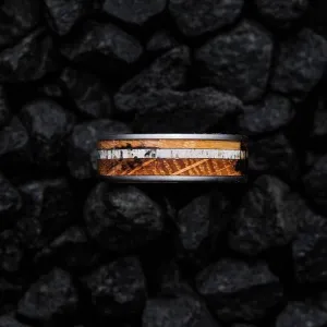 The Jack - Antler & Charred Whiskey Barrel Men's Tungsten Ring