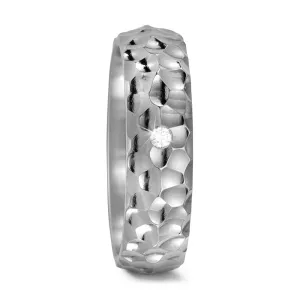The Nebula Spark - Titanium & Diamond Hammered Effect Ring 5 to 7mm widths