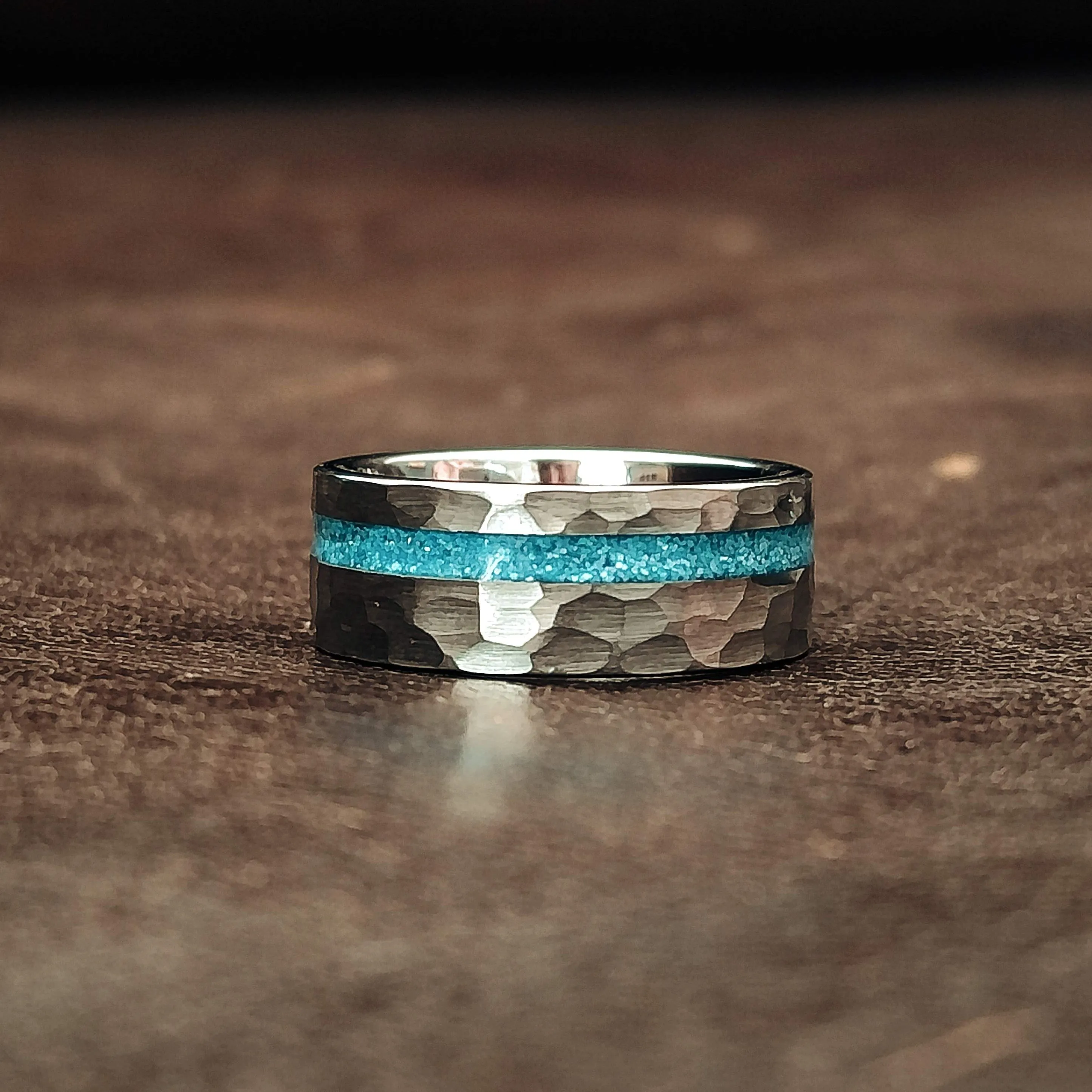 The Pacifier - Hammered Tungsten & Baby Blue Resin