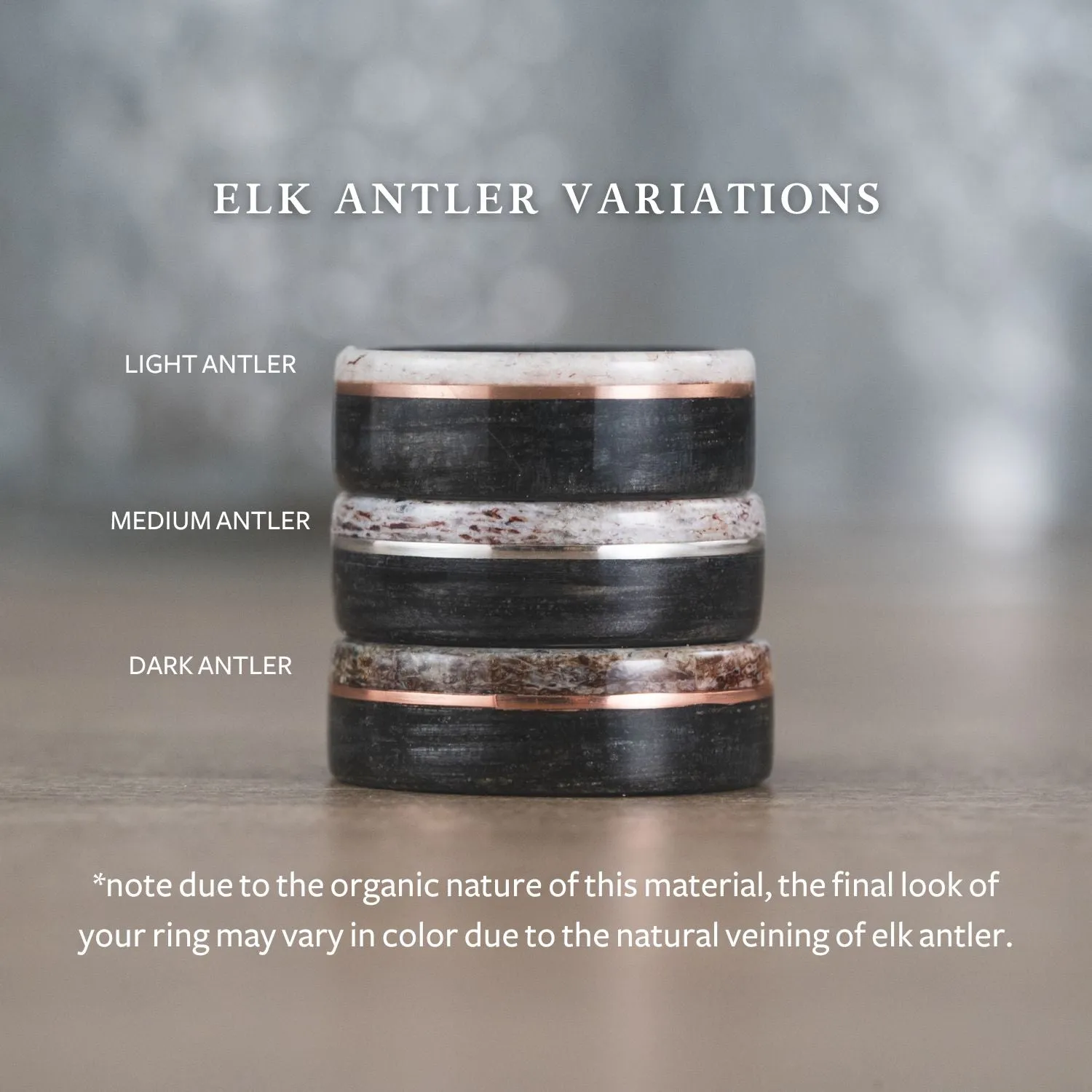 The Stag | Men's Elk Antler and Walnut Wood Titanium Wedding Band