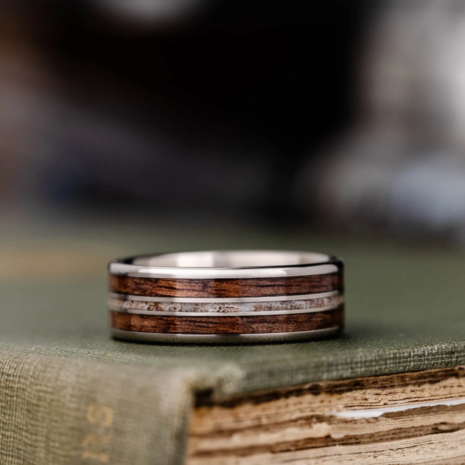 The Stag | Men's Elk Antler and Walnut Wood Titanium Wedding Band