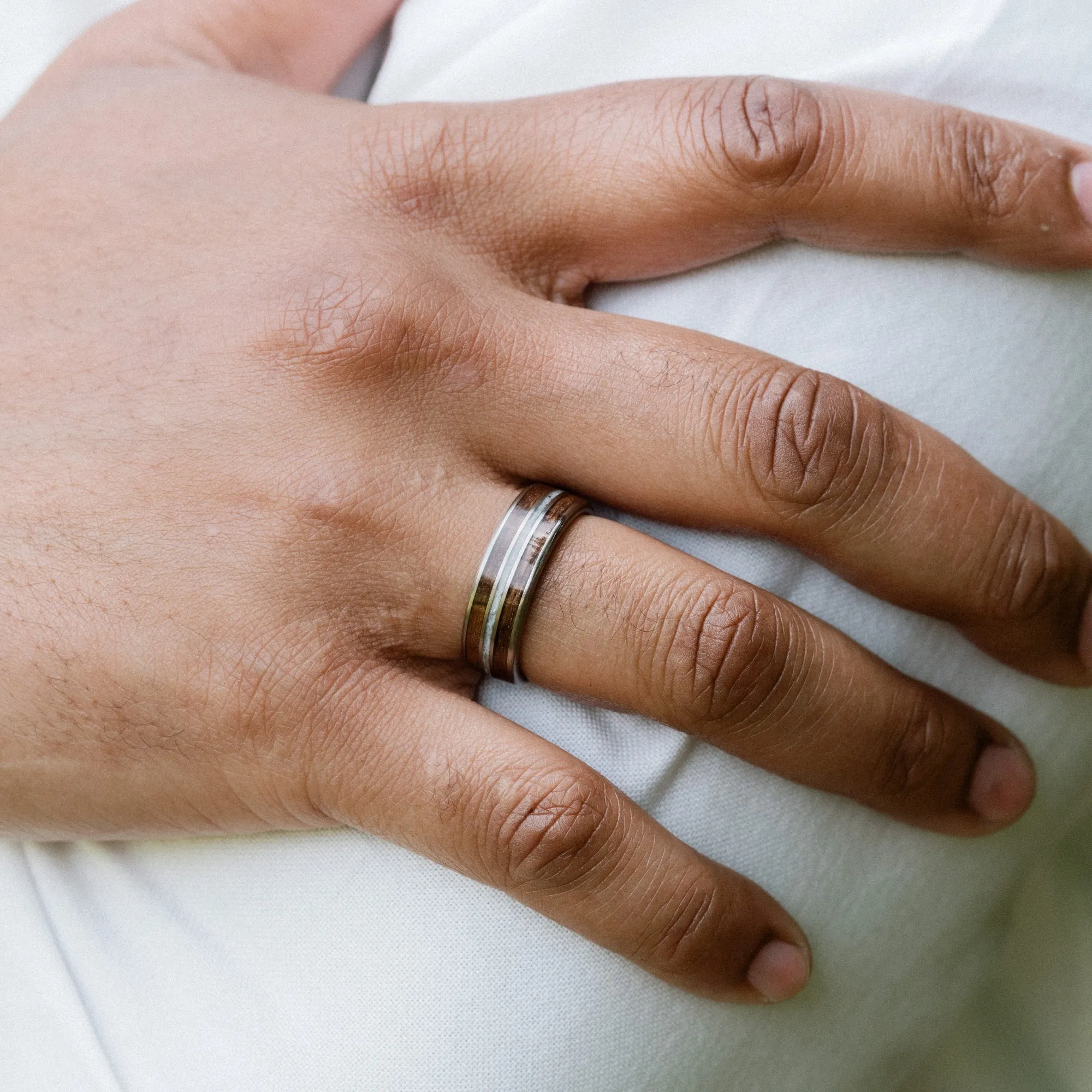 The Stag | Men's Elk Antler and Walnut Wood Titanium Wedding Band