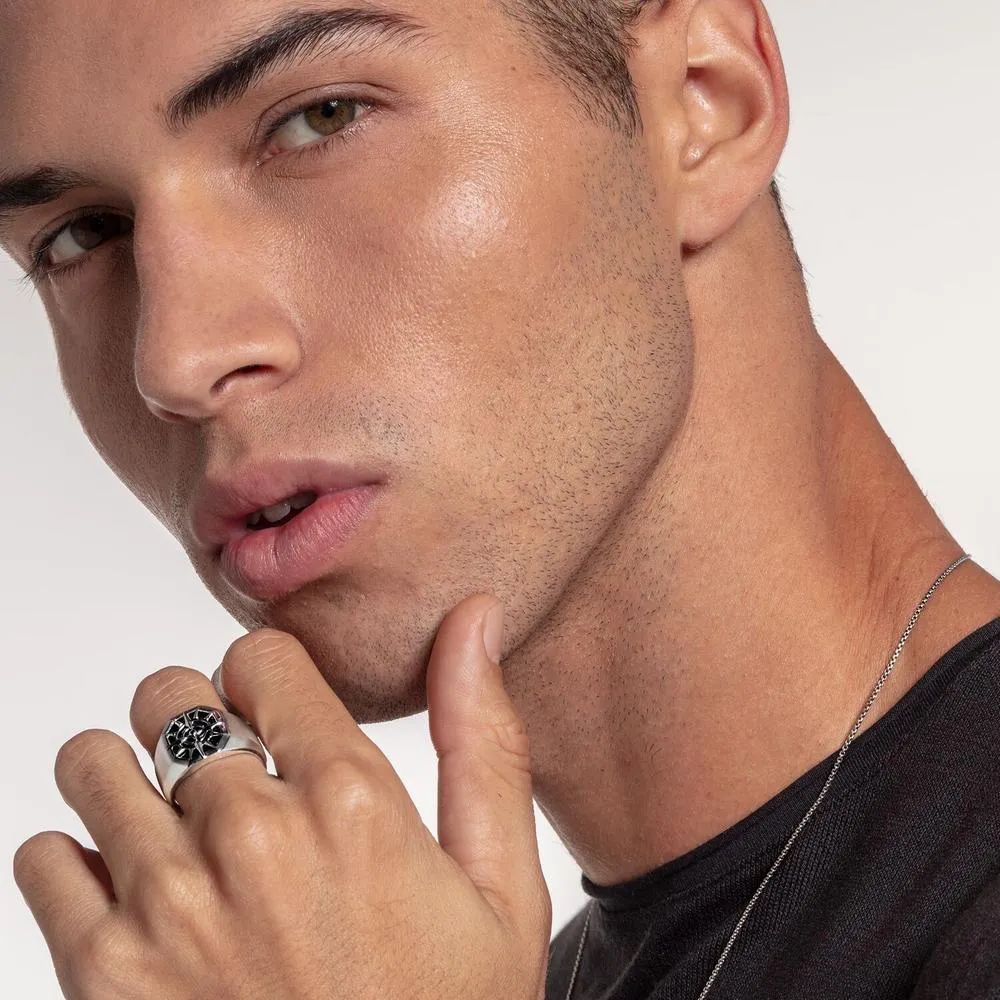 Thomas Sabo Black Onyx Compass Signet Ring