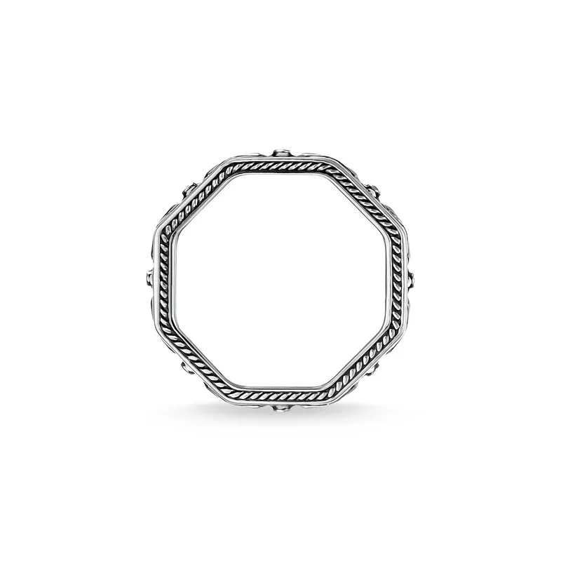 Thomas Sabo Ladies ring Compass, angular, black