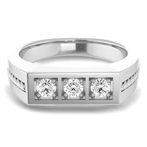 Three Stone 0.50 ctw Round Diamond Rope Design Men's Ring